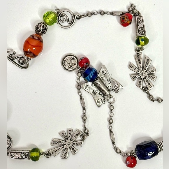 CHICO’S 21 Inch Long Multicolor Stones Beads Burnished Silver Necklace - Picture 6 of 9